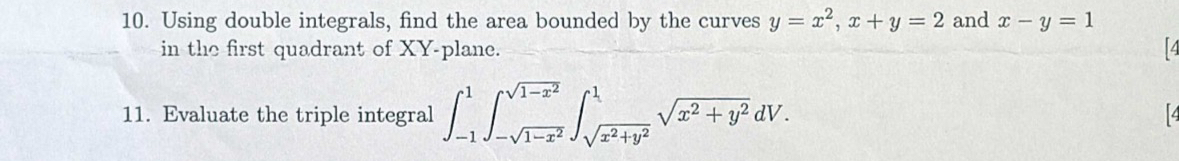 Using double integrals, find the area bounded by