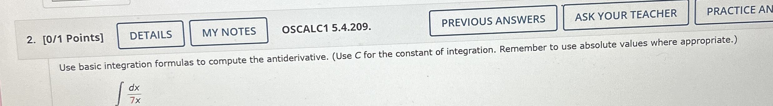[ 0 / 1 Points ] OSCALC 1 5 . 4 . 2 0 9 . ASK