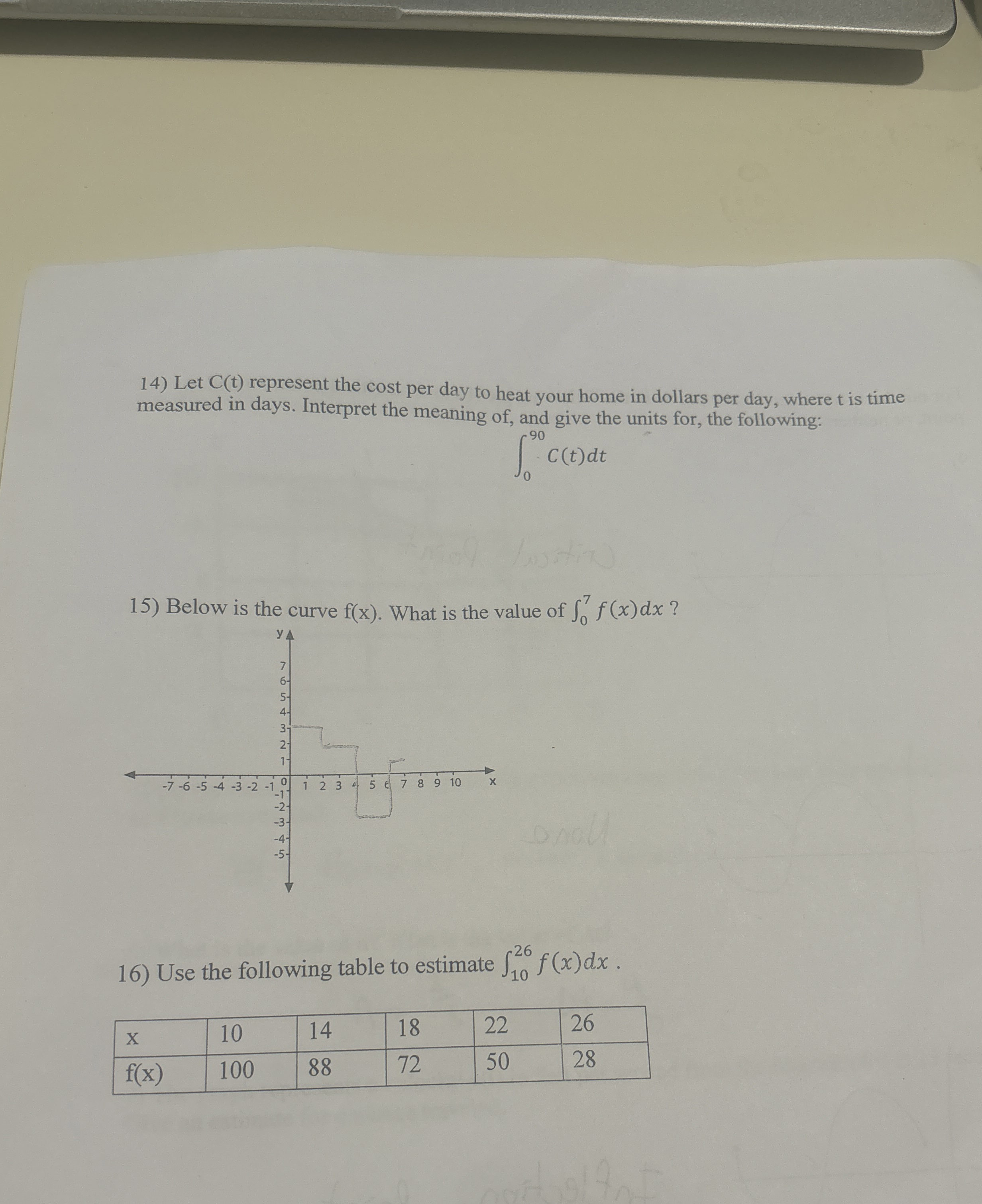 Let C ( t ) represent the cost per day to heat