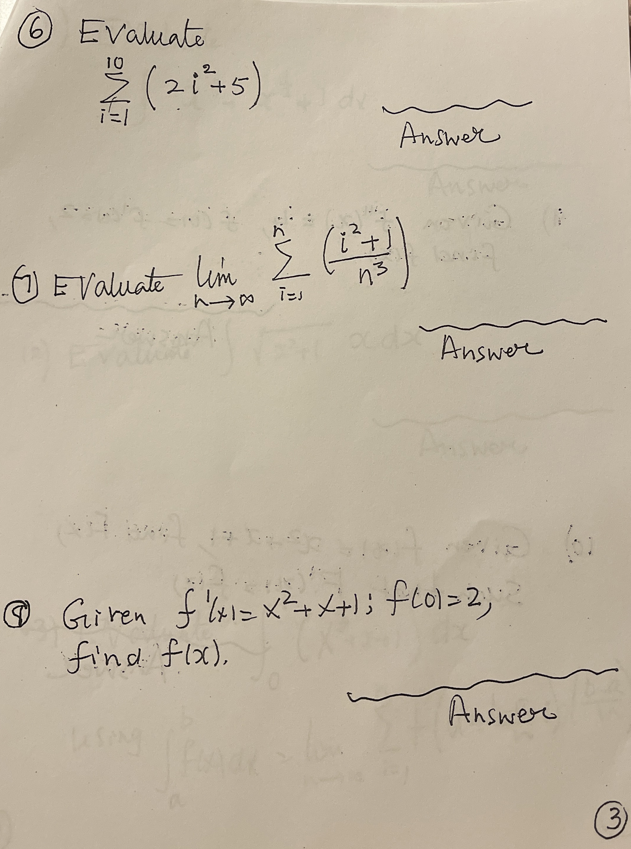 ( 6 ) Evaluate i = 1 1 0 ( 2 i 2 + 5 ) Answer ( 7