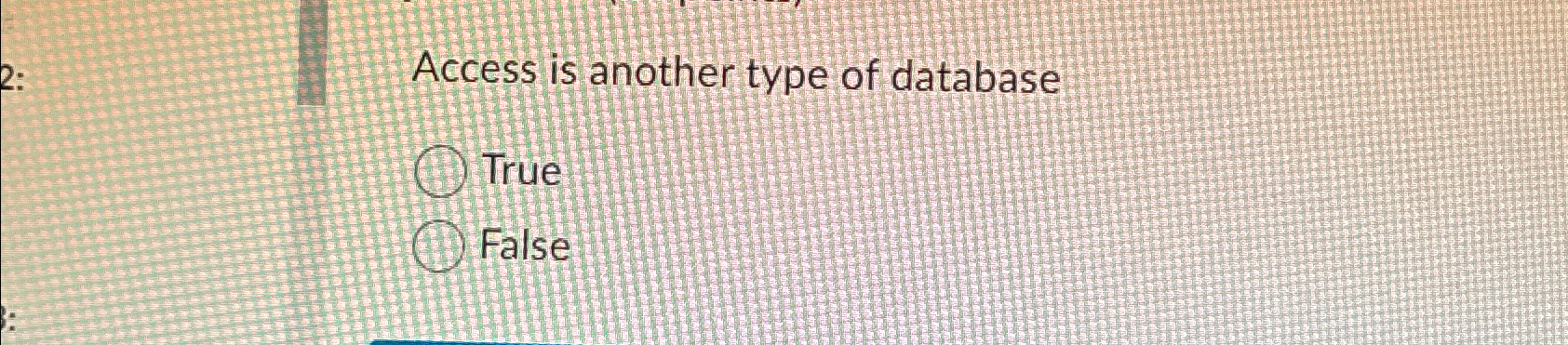 Access is another type of database True False