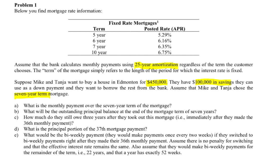 Problem 1 Below you find mortgage rate