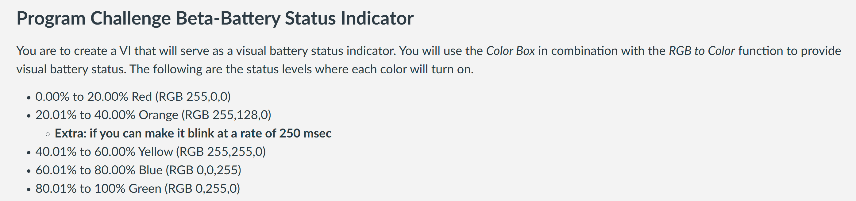 Program Challenge Beta - Battery Status Indicator