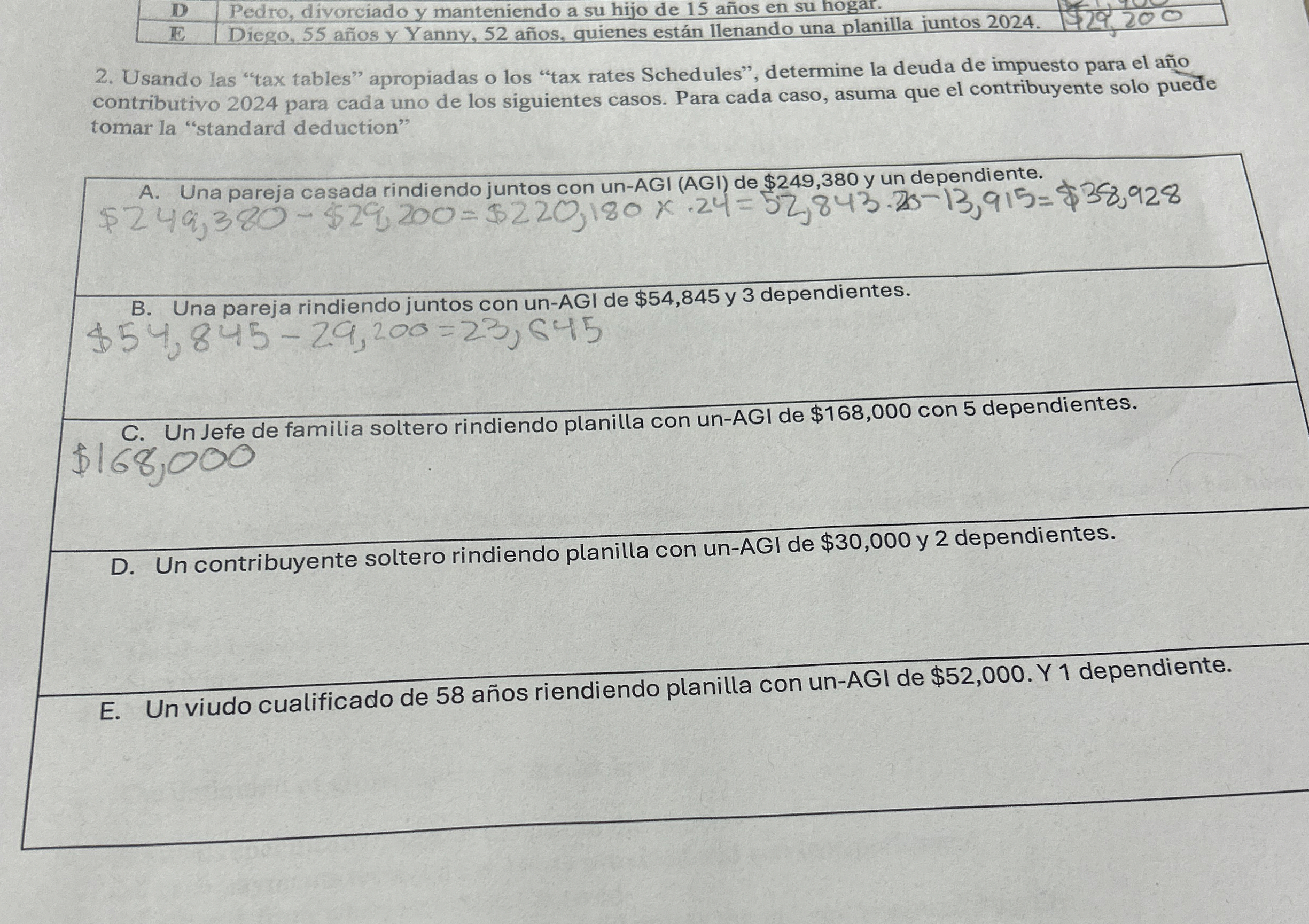 \ table [ [ D , Pedro, divorciado y manteniendo a