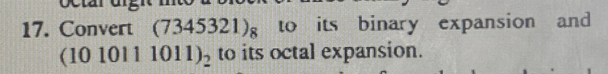 Convert ( 7 3 4 5 3 2 1 ) 8 to its binary