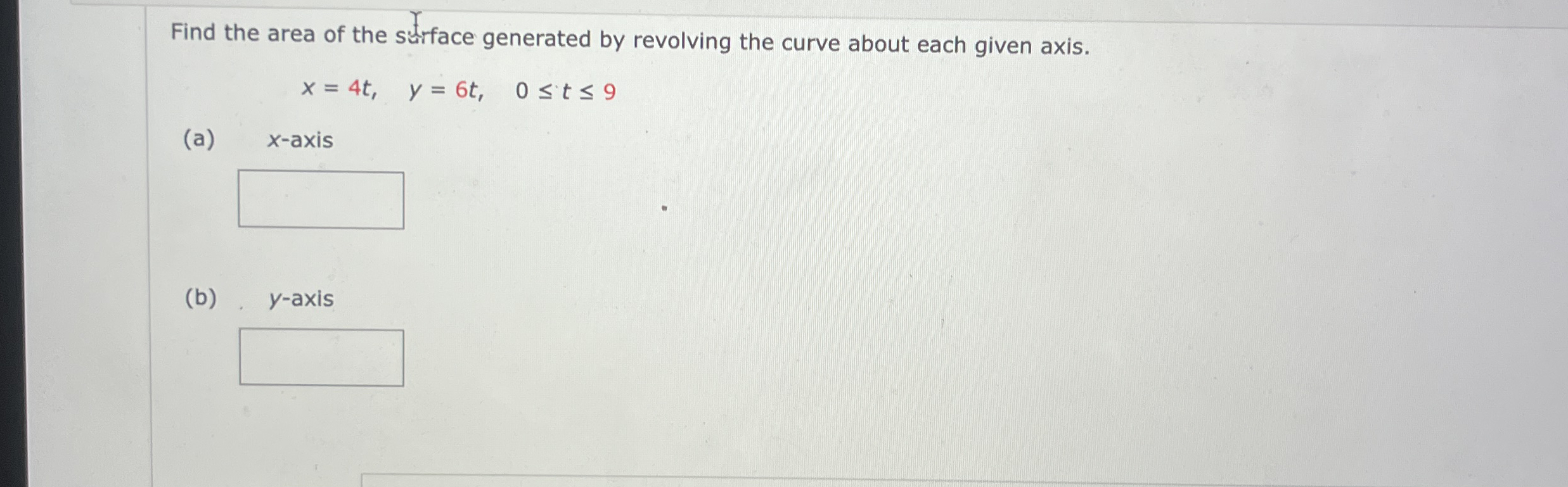 Find the area of the surface generated by