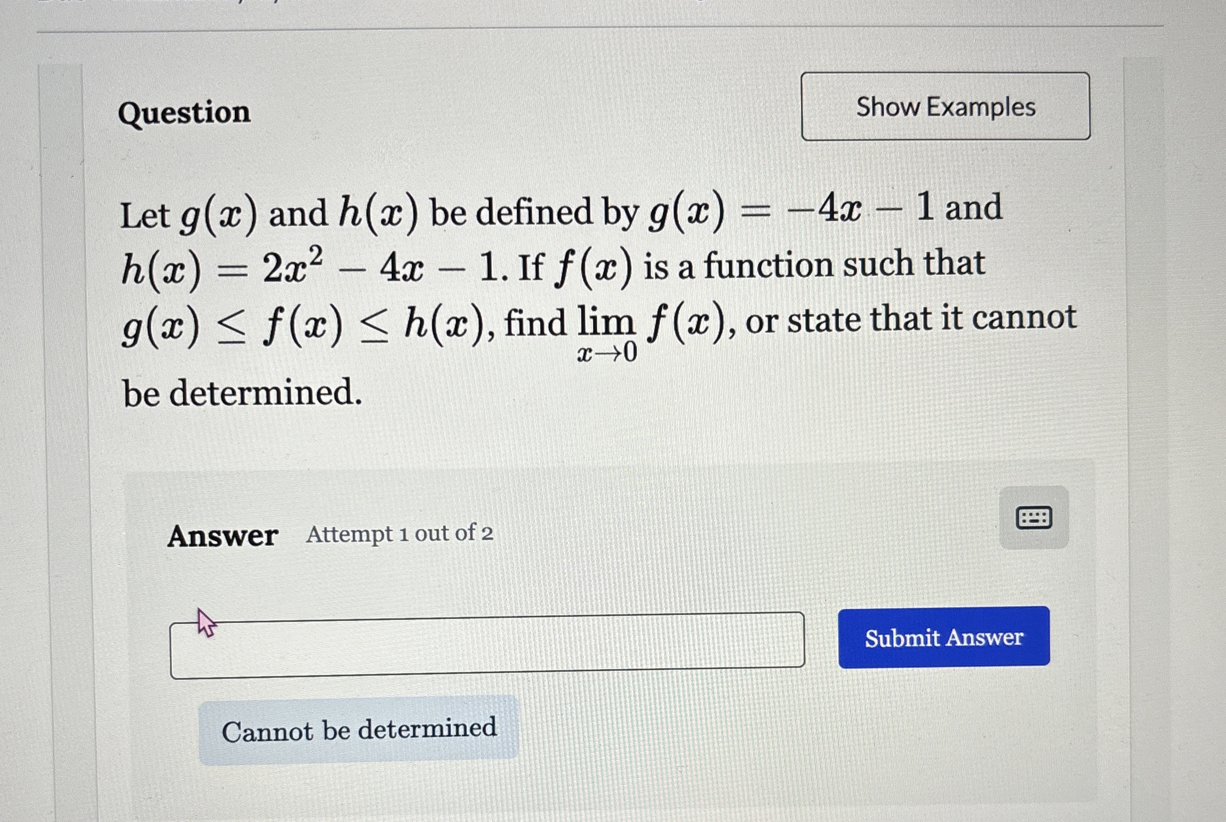 Question Let g ( x ) and h ( x ) be defined by g
