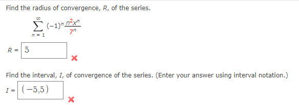Find the radius of convergence, R , of the