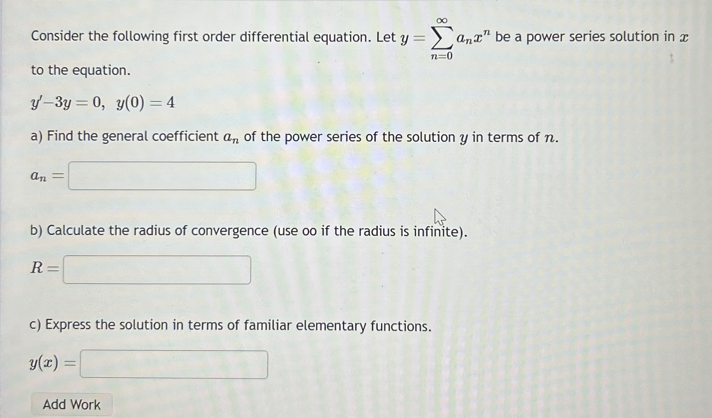 Consider the following first order differential