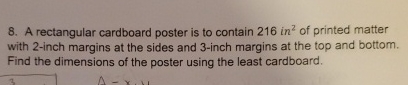 A rectangular cardboard poster is to contain 2 1