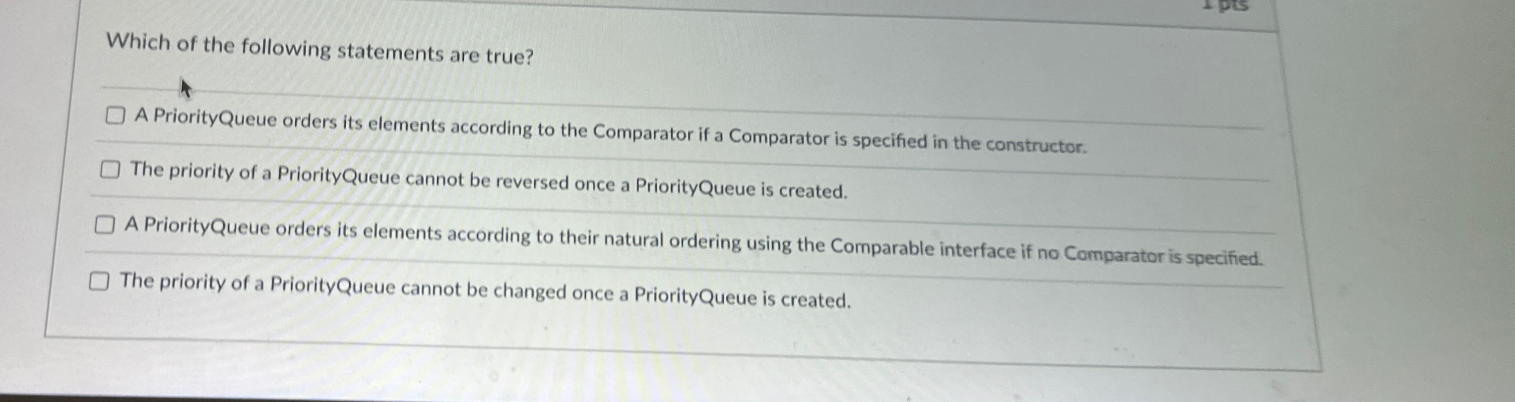 Which of the following statements are true? A