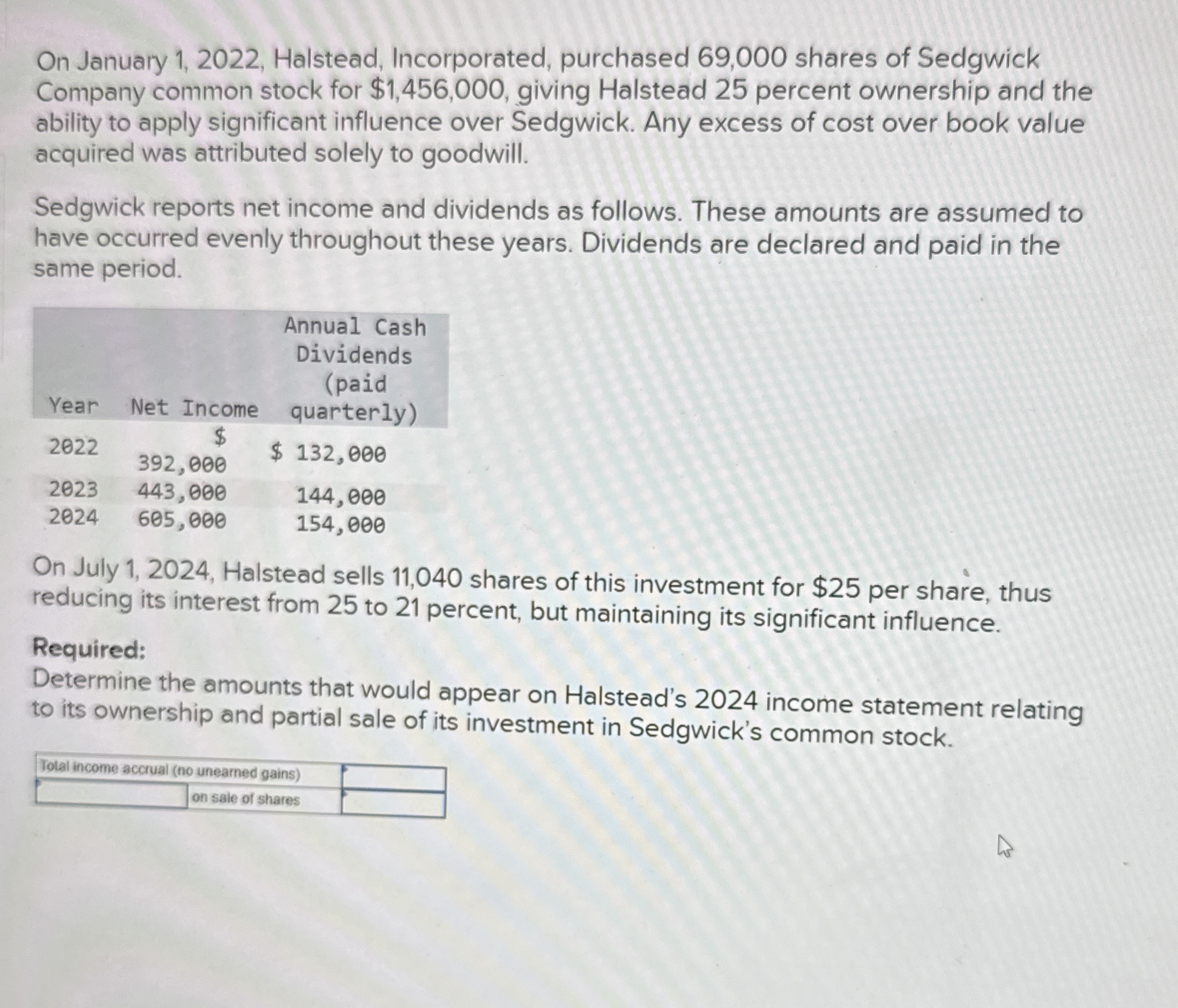 On January 1 , 2 0 2 2 , Halstead, Incorporated,