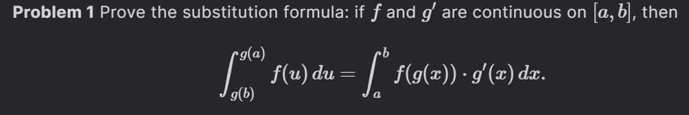 Problem 1 Prove the substitution formula: if f