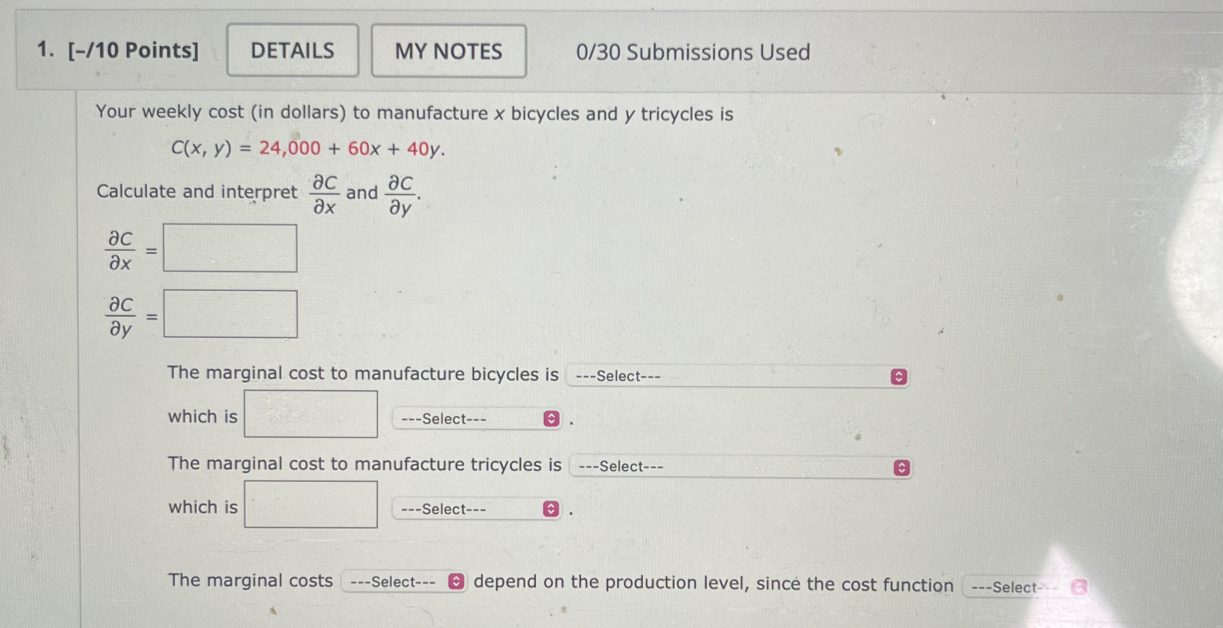 [ - / 1 0 Points ] 0 / 3 0 Submissions Used Your