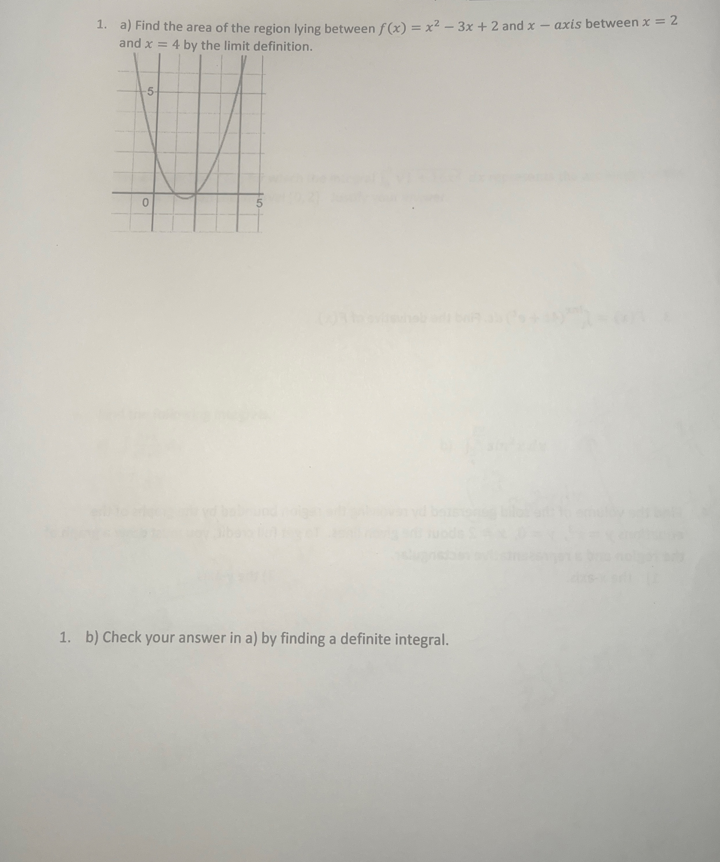 a ) Find the area of the region lying between f (