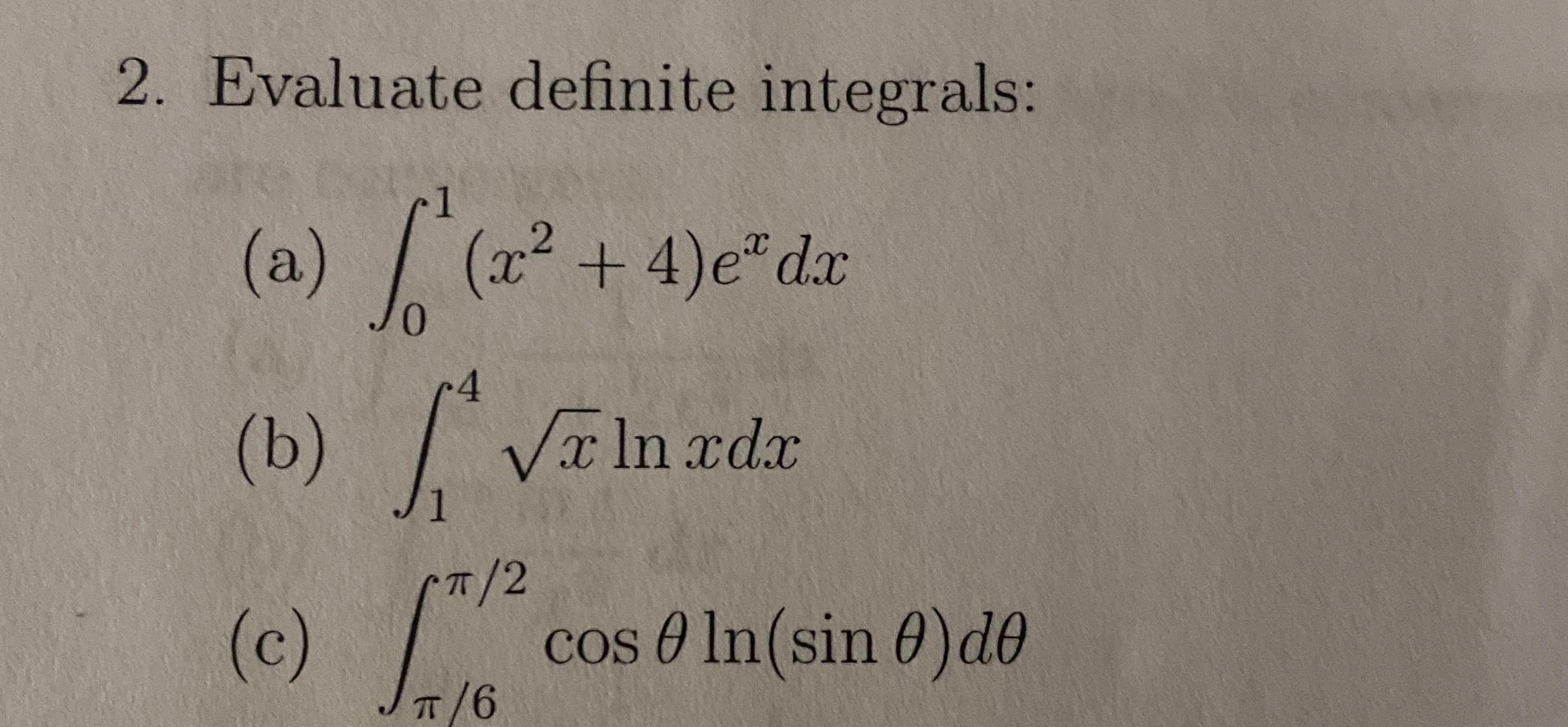 Evaluate definite integrals: ( a ) 0 1 ( x 2 + 4