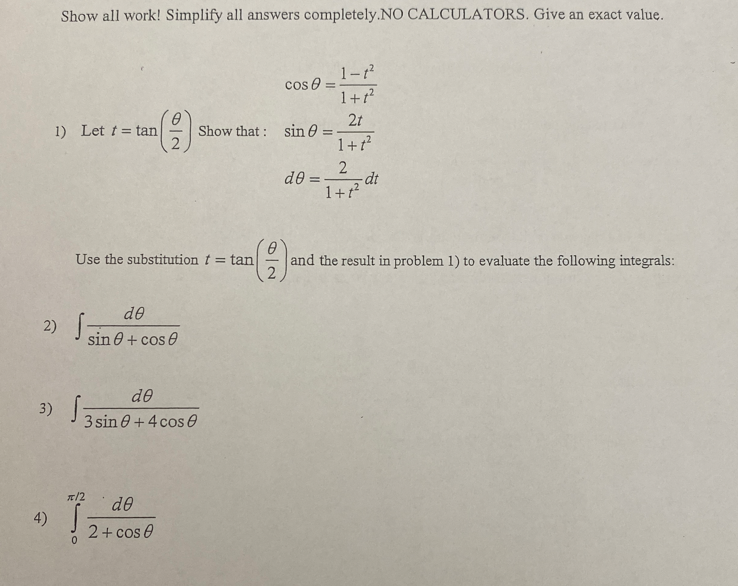 Show all work! Simplify all answers completely.NO