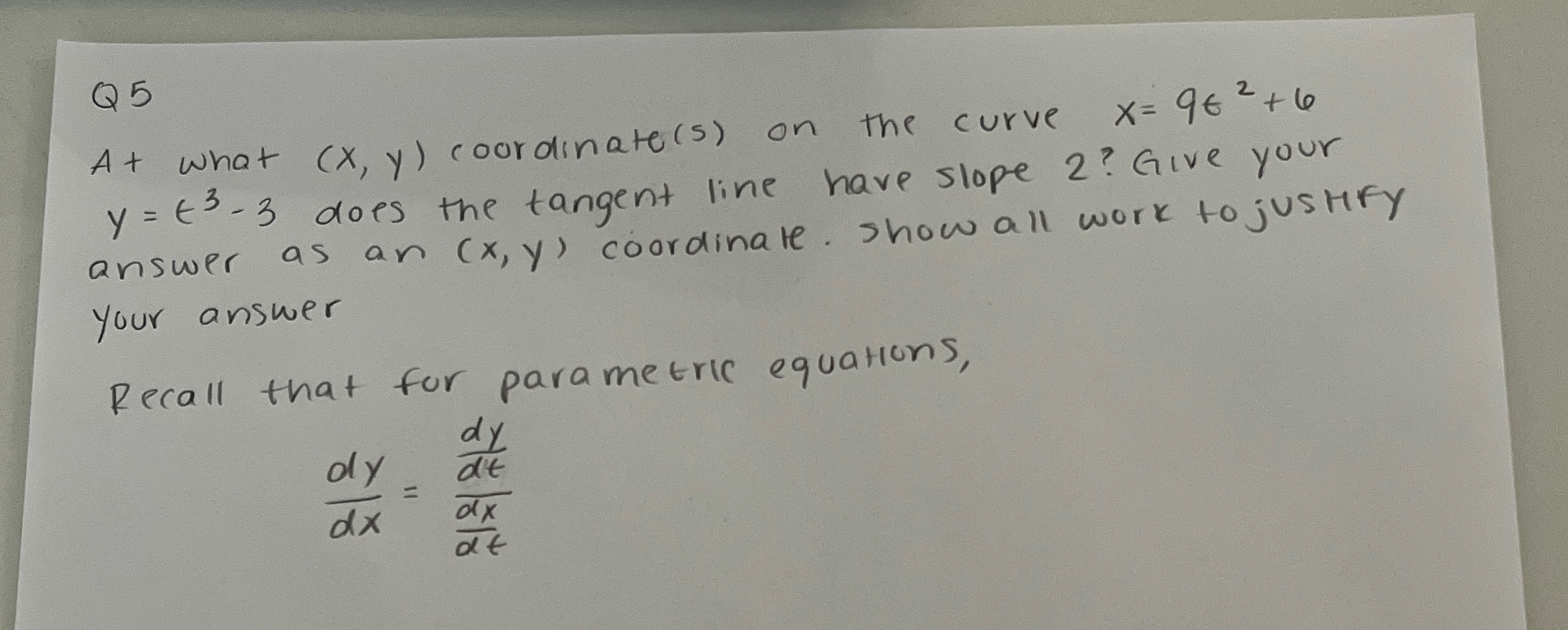 Q 5 At what ( x , y ) coordinate ( s ) on the