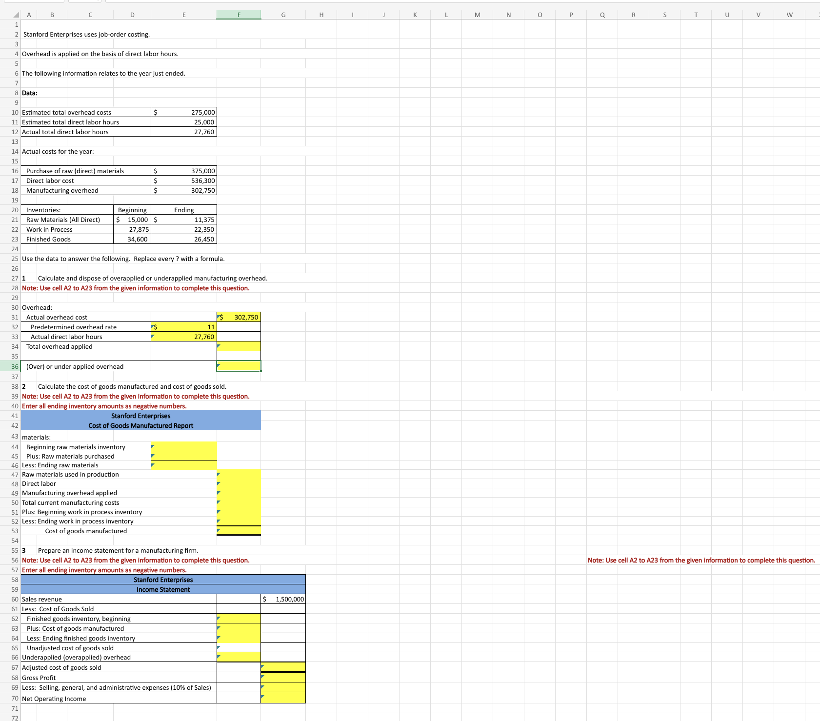 When filling out the table please just put in the