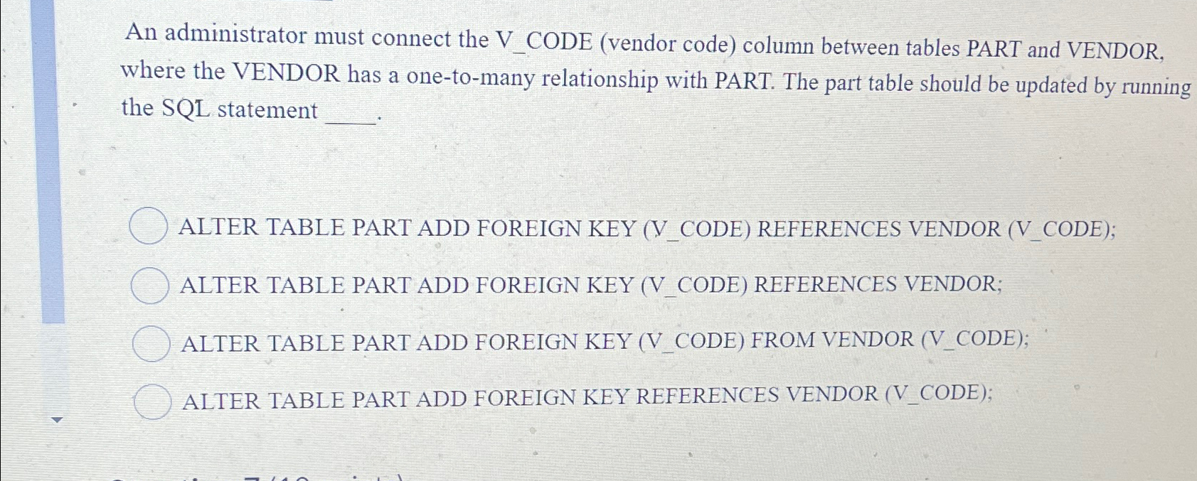 An administrator must connect the V _ CODE (