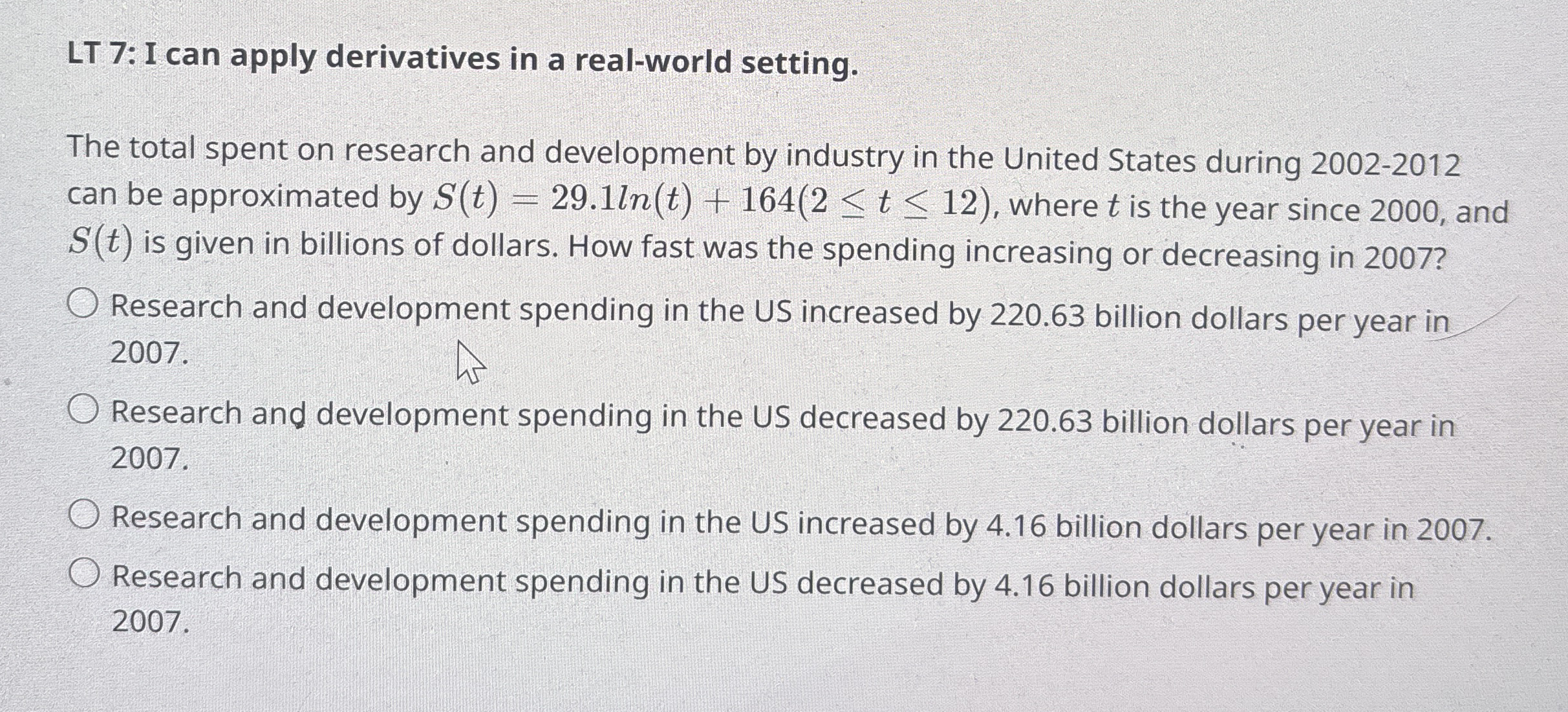 LT 7 : I can apply derivatives in a real - world