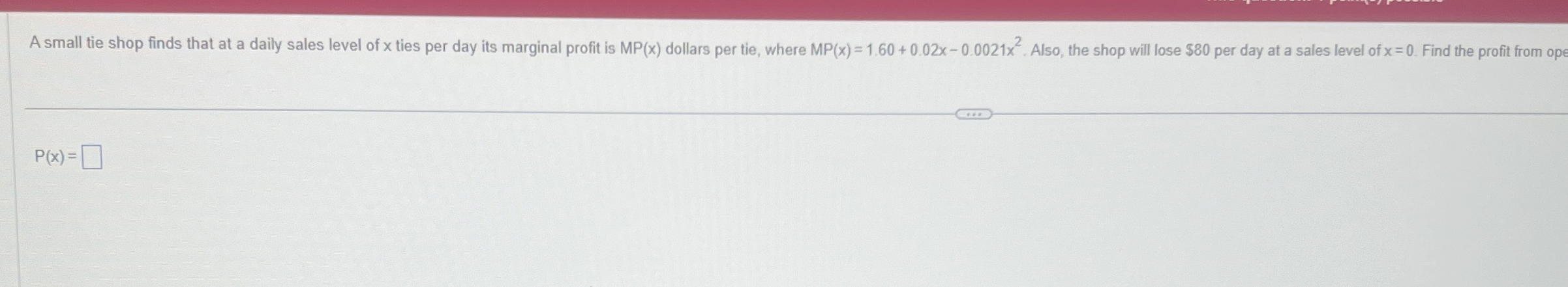 A small tie shop finds that at a daily sales