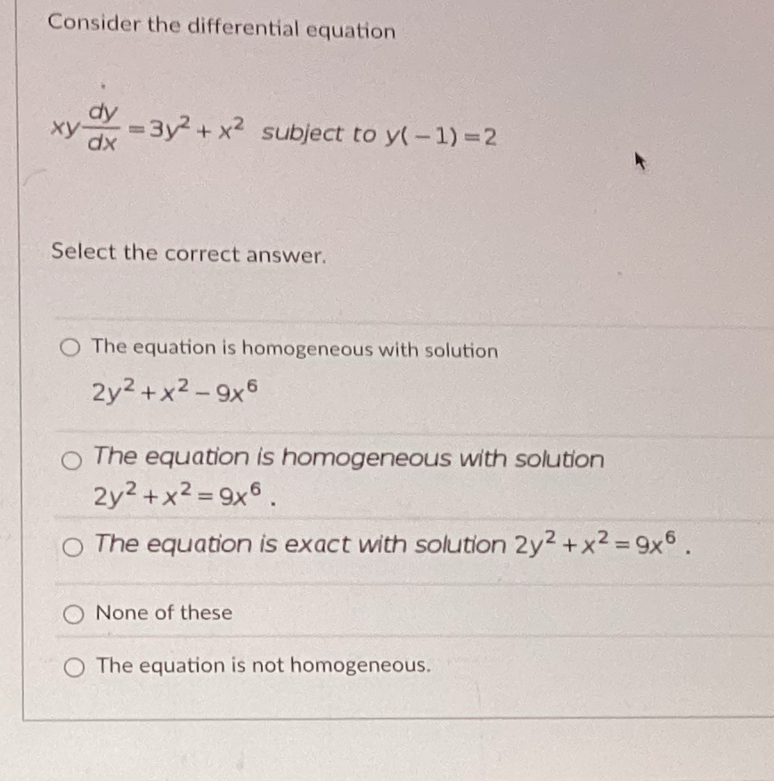 Consider the differential equation x y d y d x =