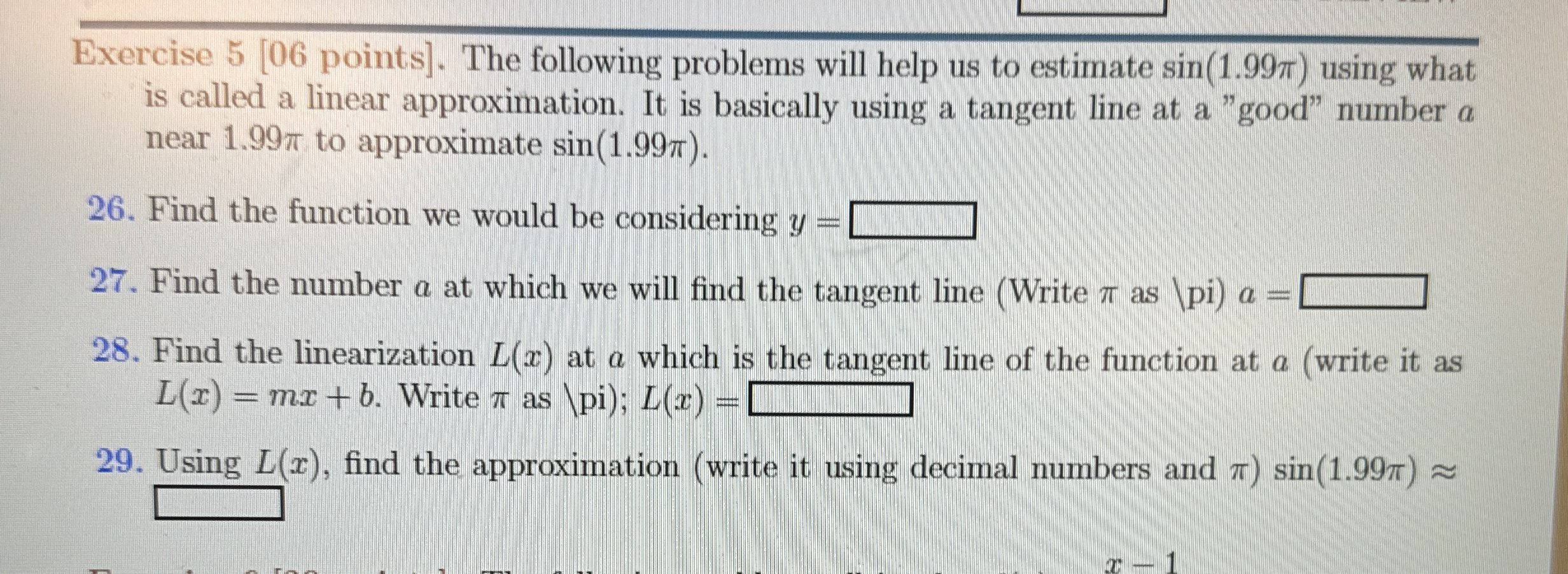Exercise 5 [ 0 6 points ] . The following