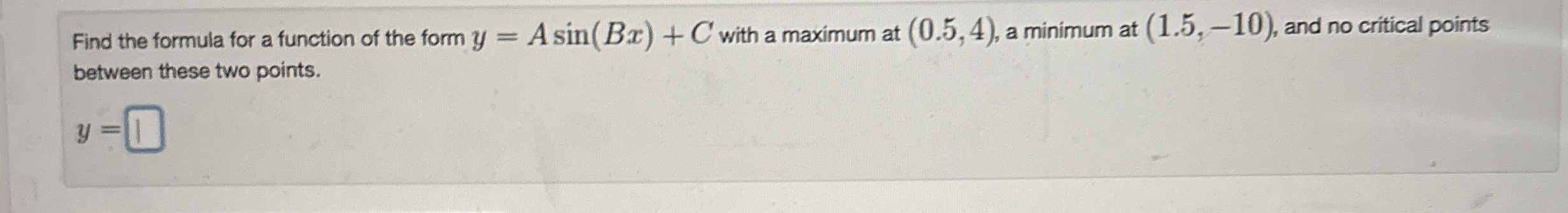 Find the formula for a function of the form y =