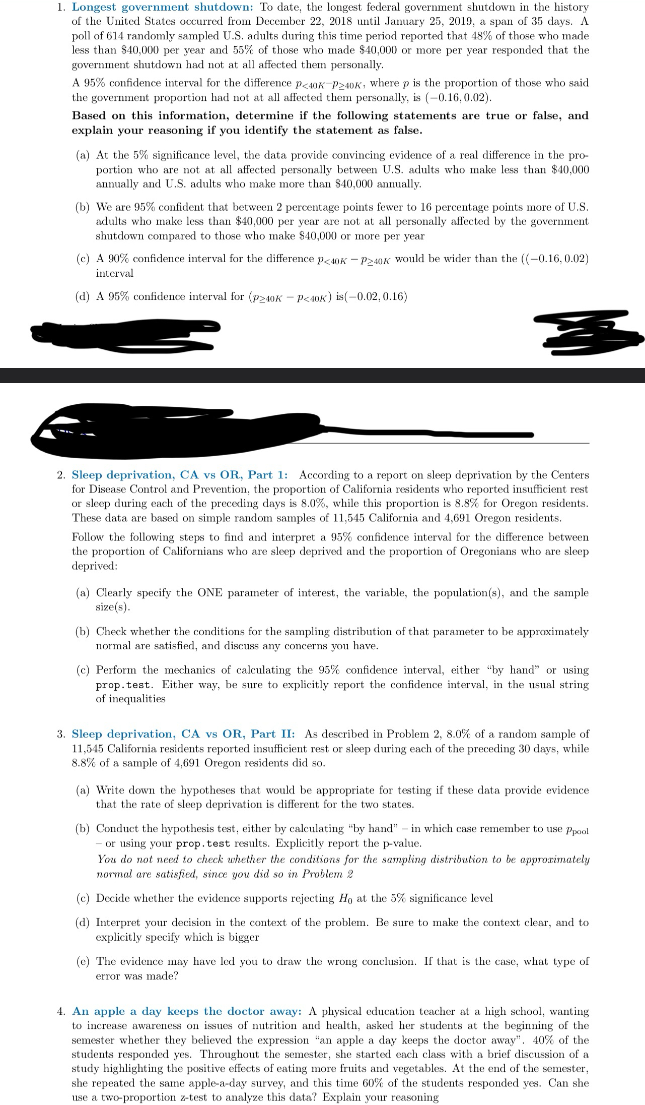 * PLEASE GIVE R STUDIO CODE * please answer 1 - 4