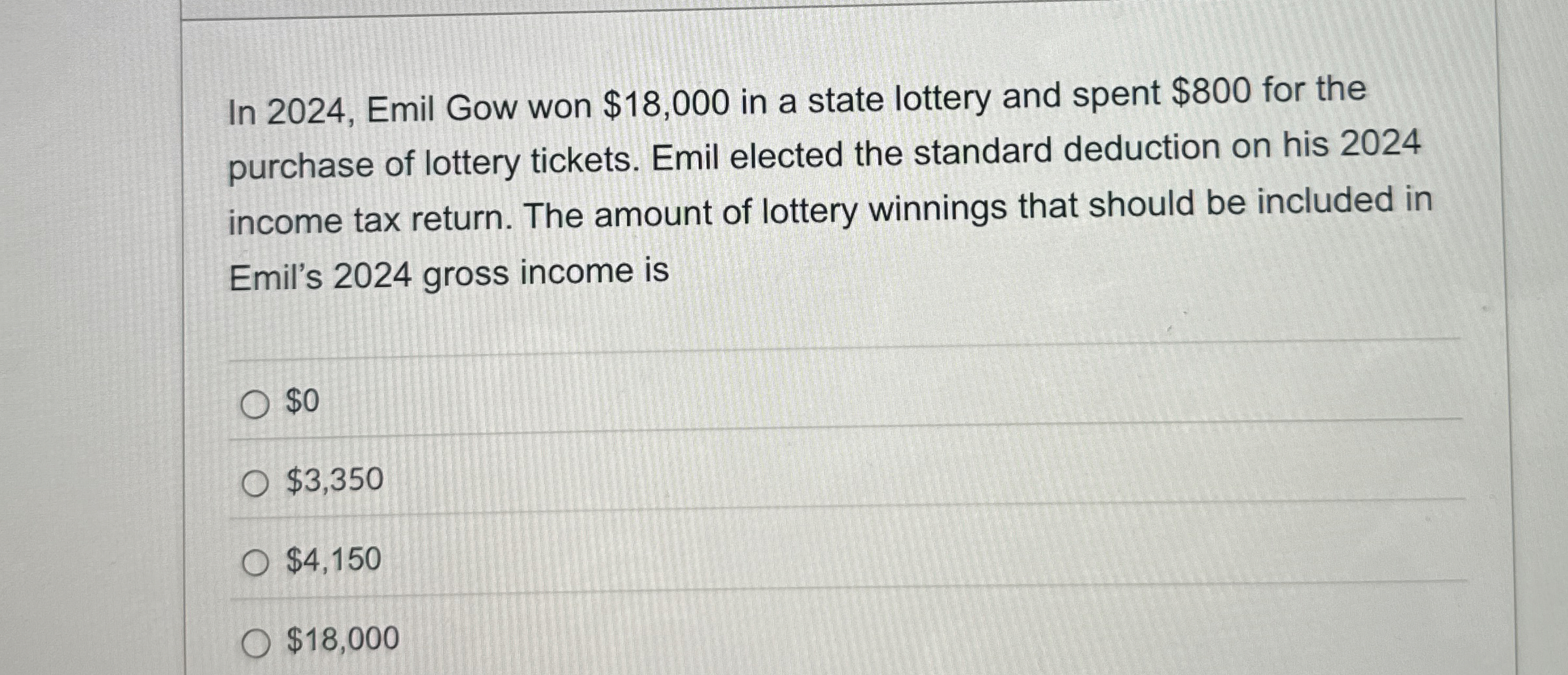 In 2 0 2 4 , Emil Gow won $ 1 8 , 0 0 0 in a
