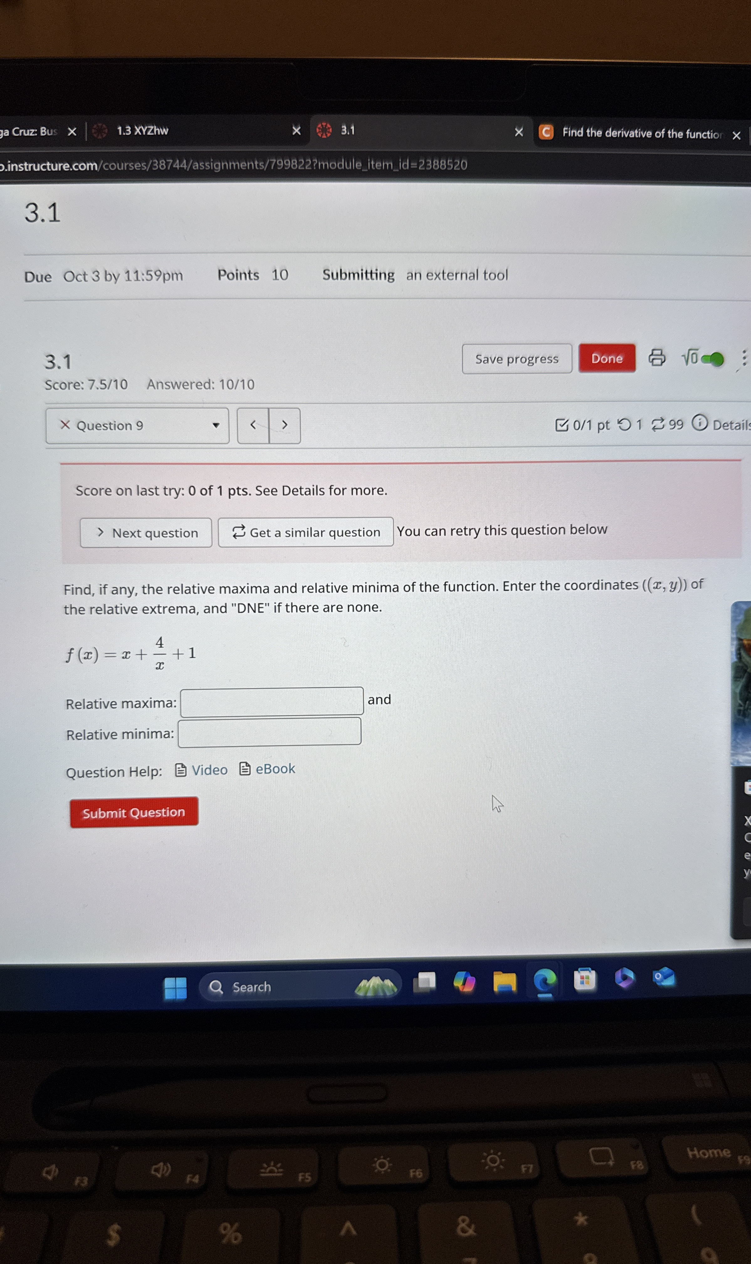 ya Cruz: Bus 1 . 3 XYZhw 3 . 1 Find the