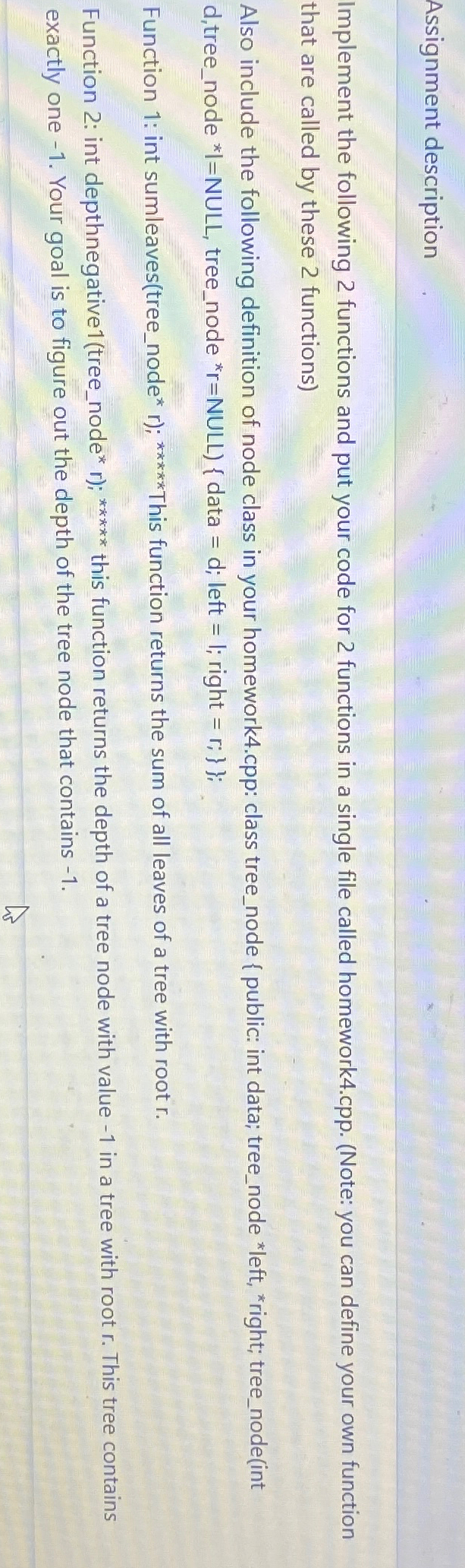 Assignment description Implement the following 2