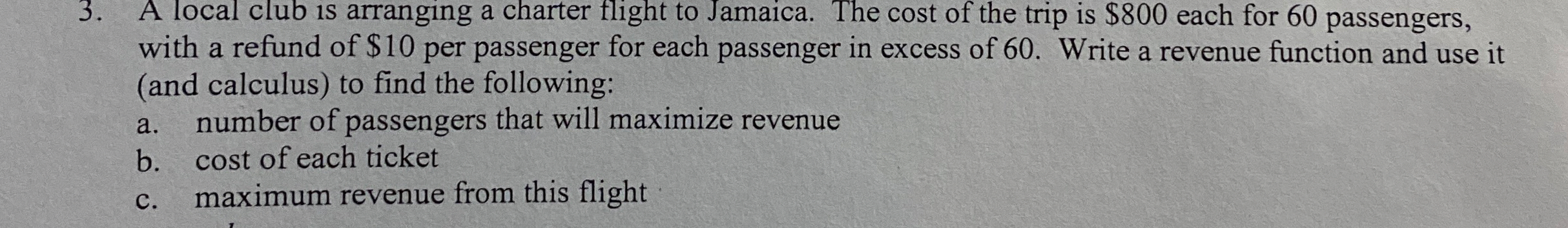 A local club is arranging a charter flight to