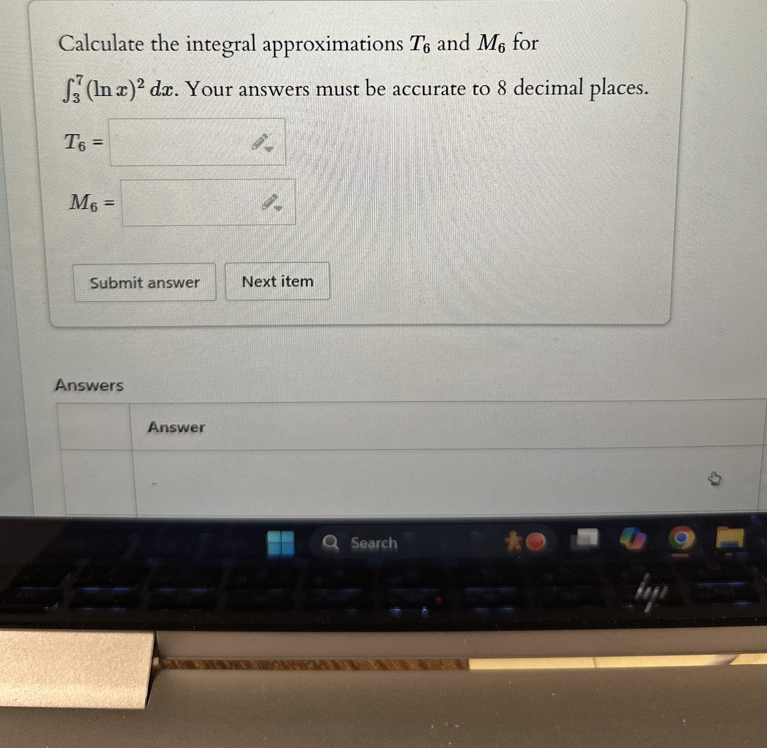 Calculate the integral approximations T 6 and M 6