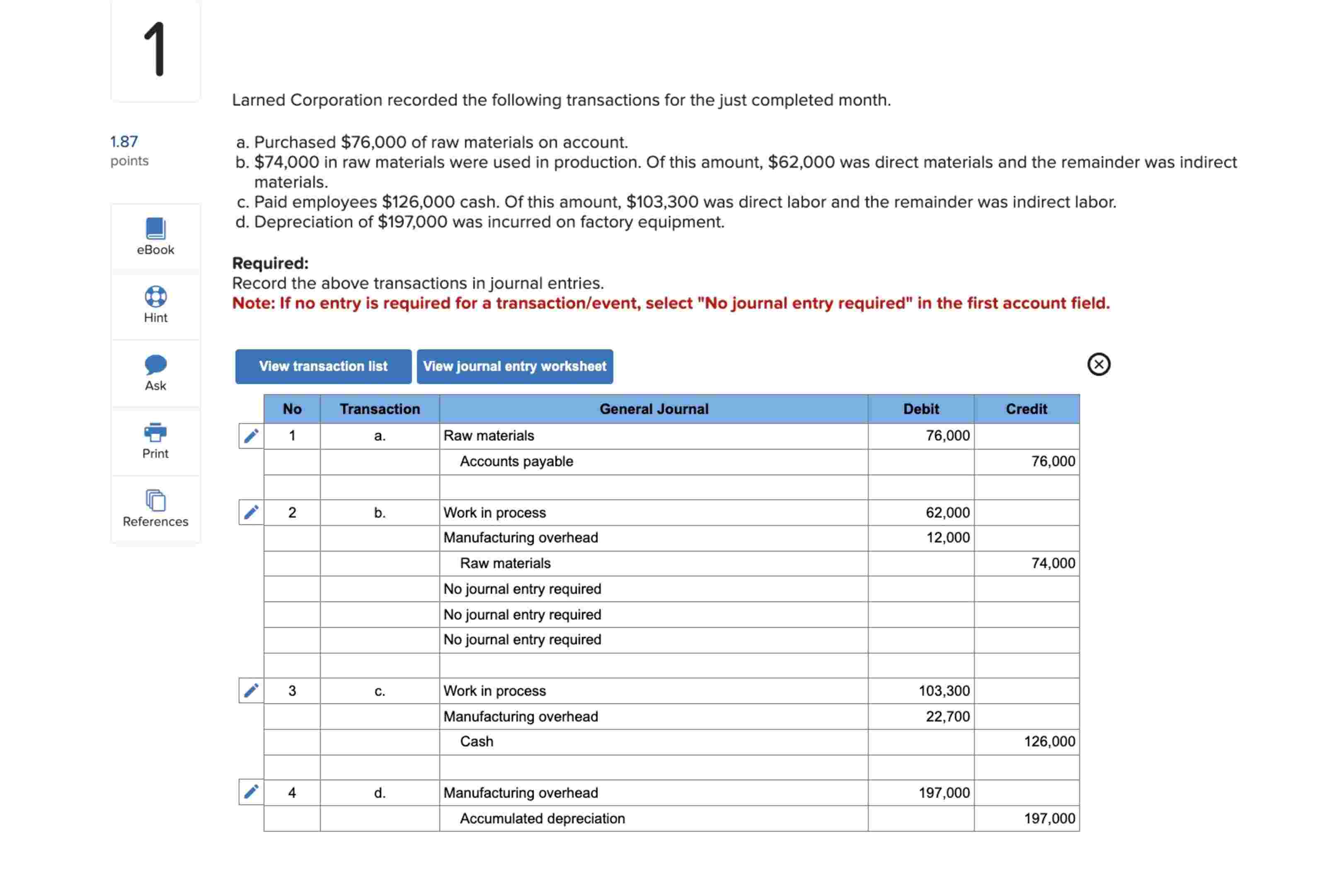 Please help me complete the table! Larned