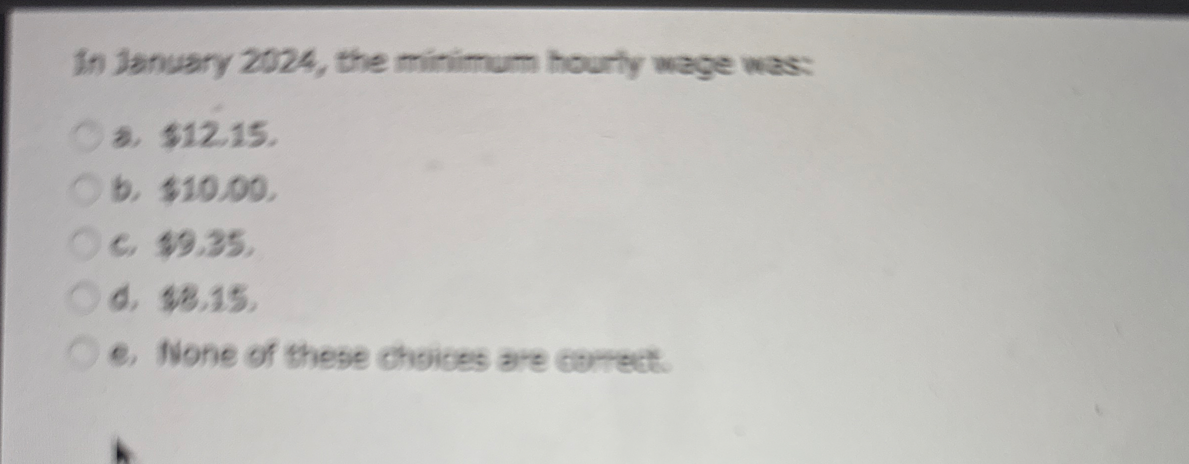 In January 2 0 2 4 , the minimum hourly wage was: