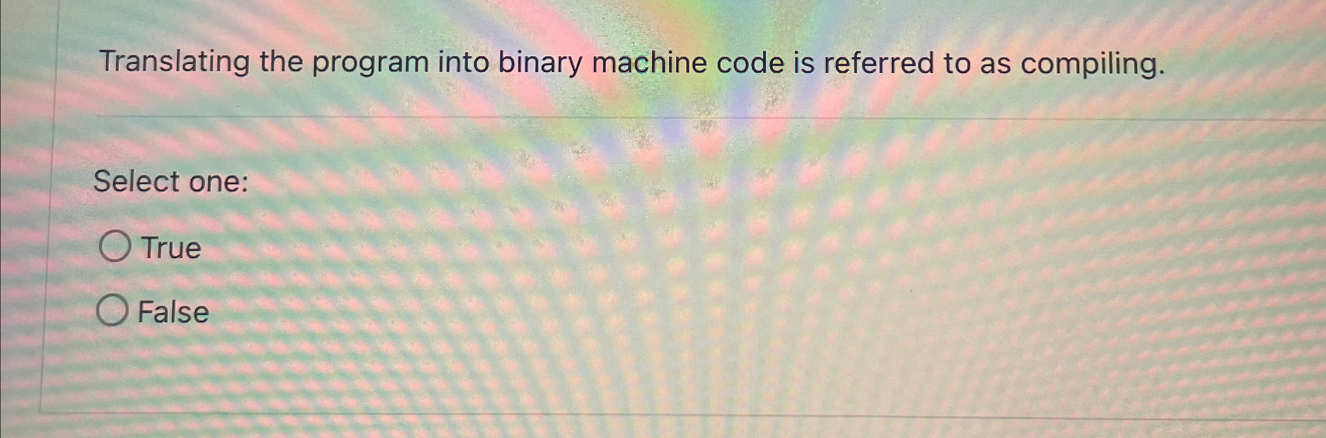 Translating the program into binary machine code