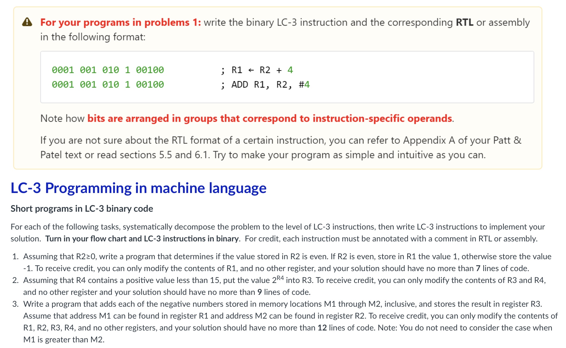 For your programs in problems 1 : write the