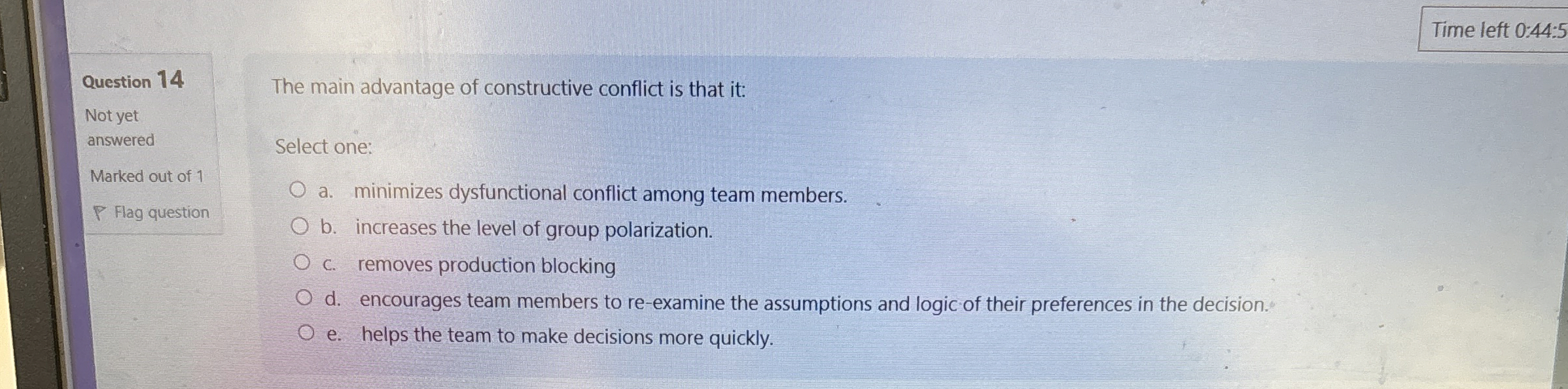 Time left 0 : 4 4 : 5 Question 1 4 Not yet