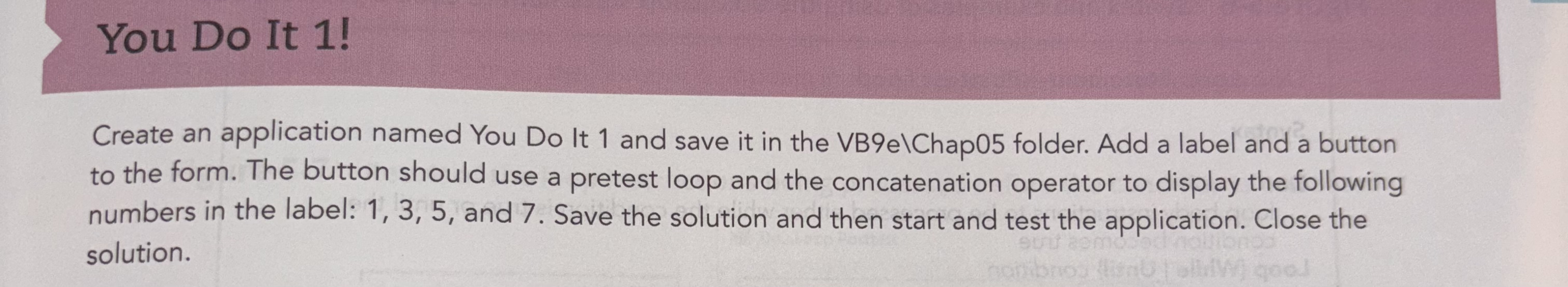 Visual Basic Create an application named You Do
