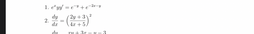 2 . solve the differensial equations. d y d x = (