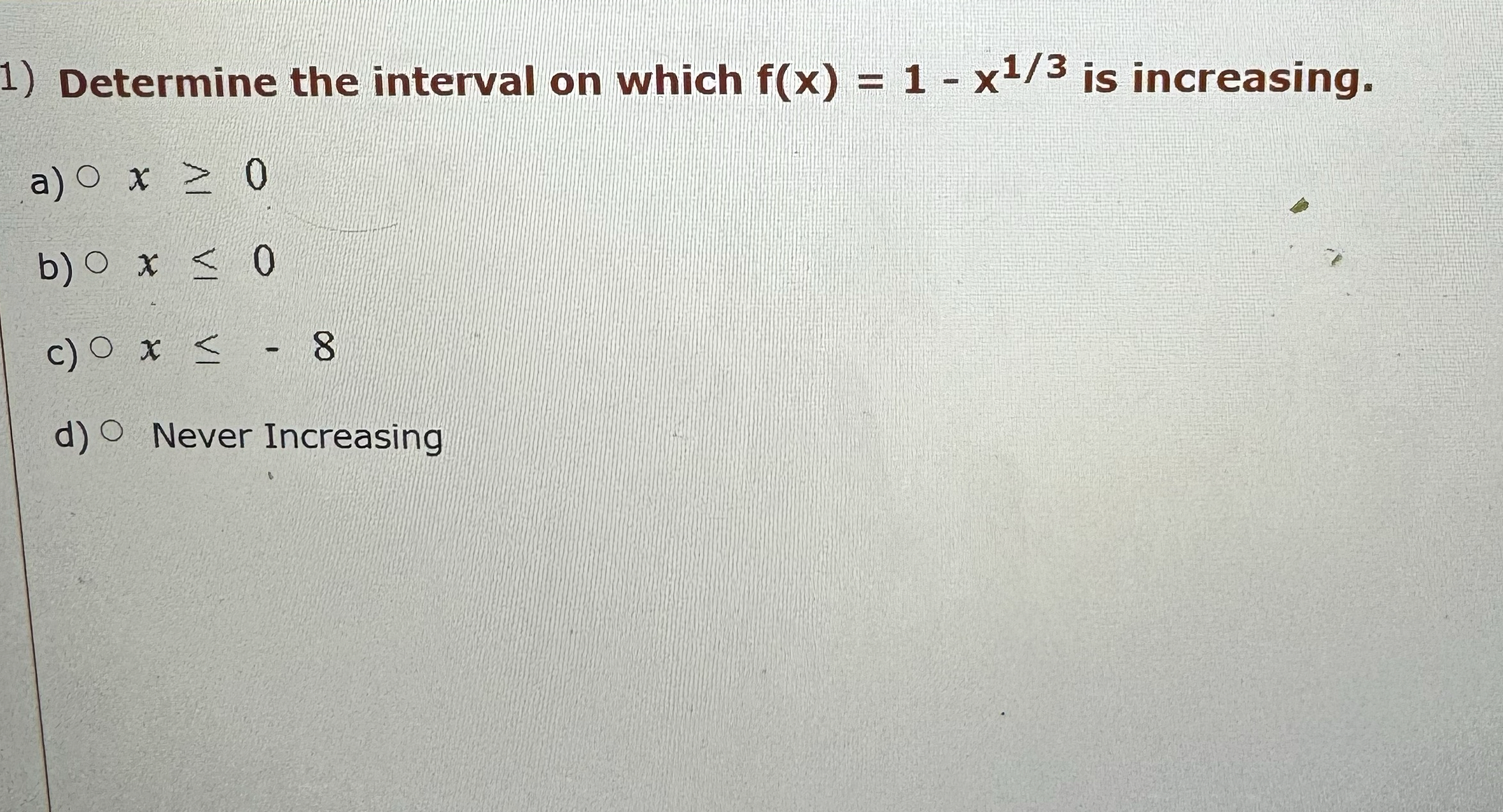 Determine the interval on which f ( x ) = 1 - x 1