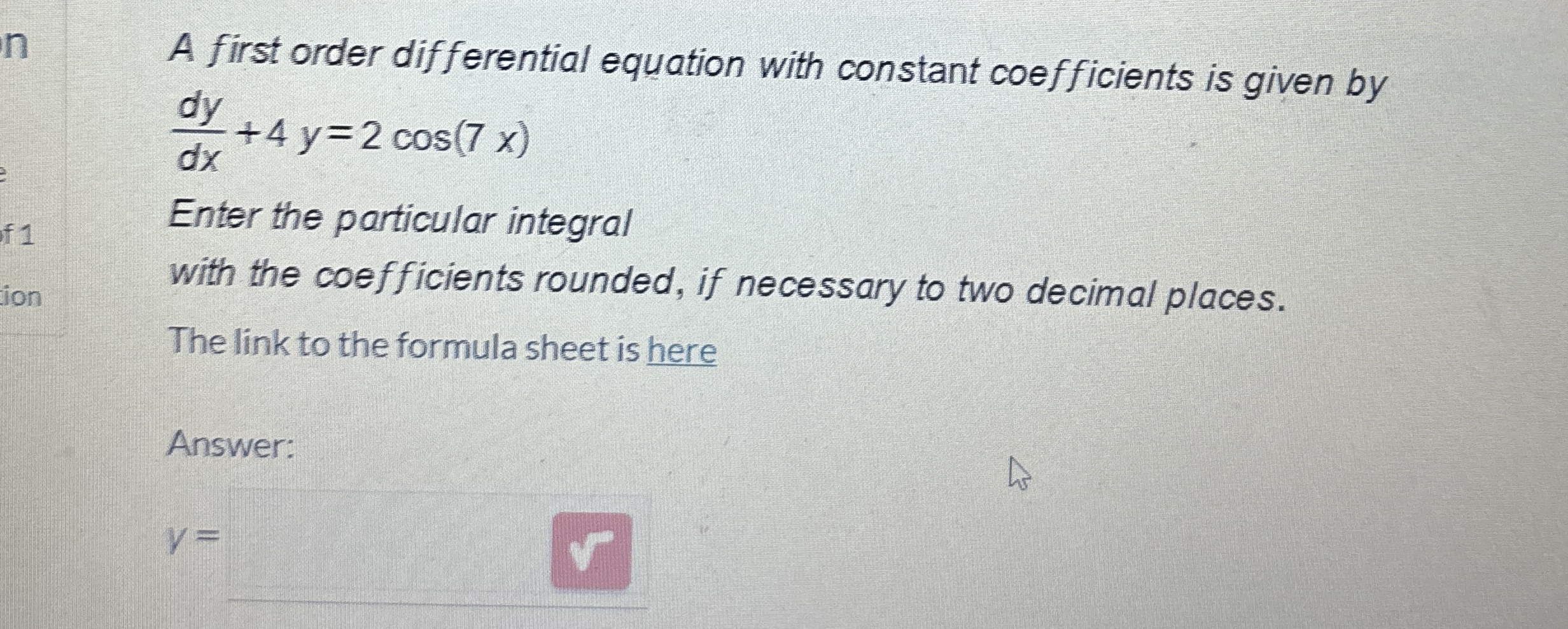A first order differential equation with constant