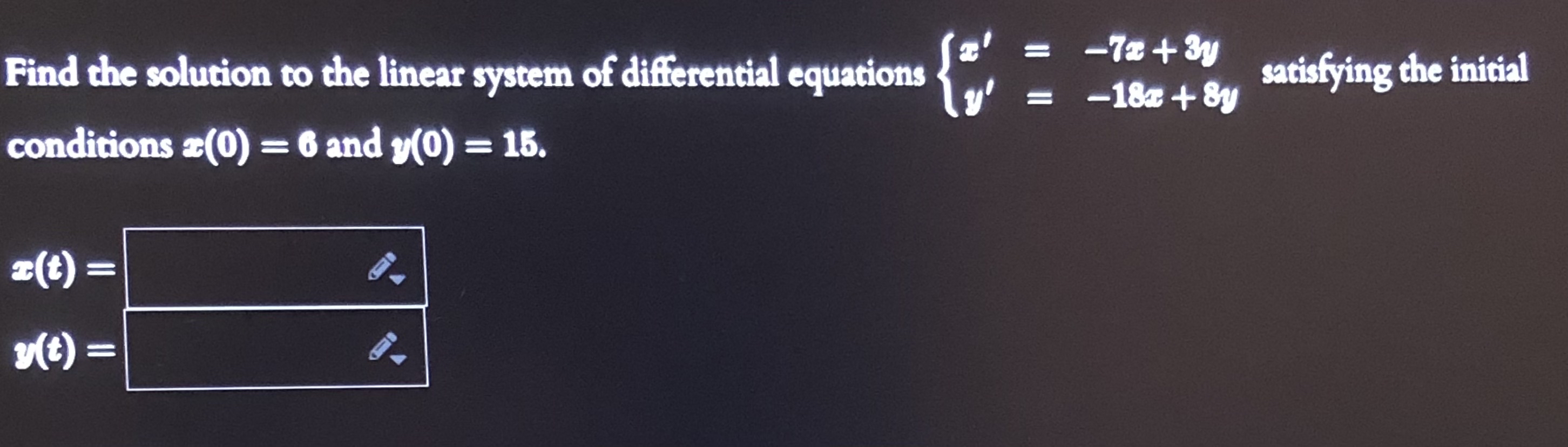 Find the solution to the linear system of