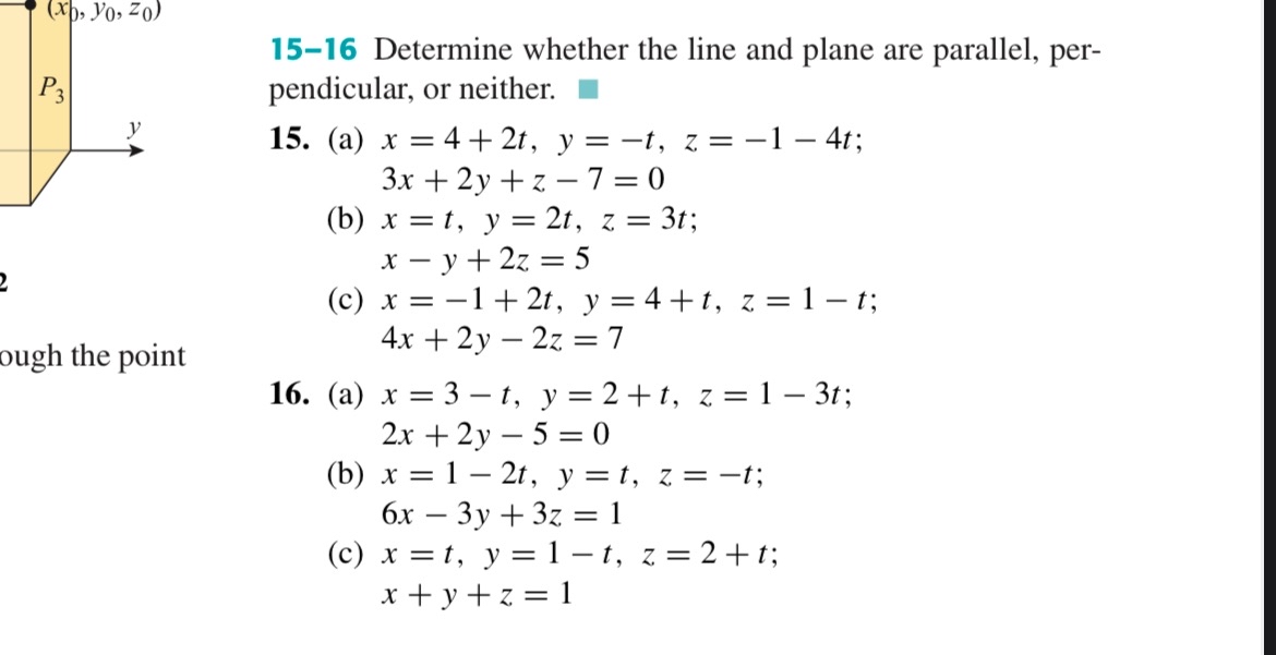 1 5 - 1 6 Determine whether the line and plane