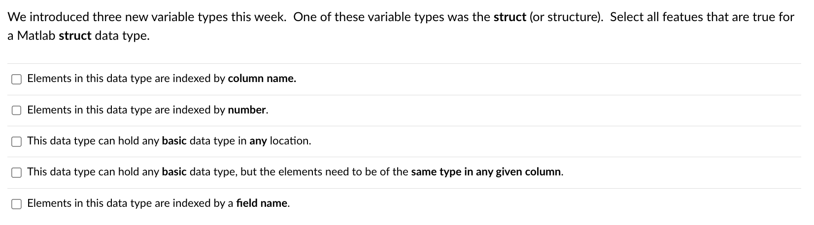 We introduced three new variable types this week.