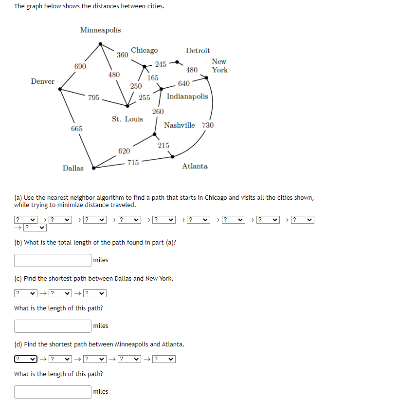 The graph below shows the distances between
