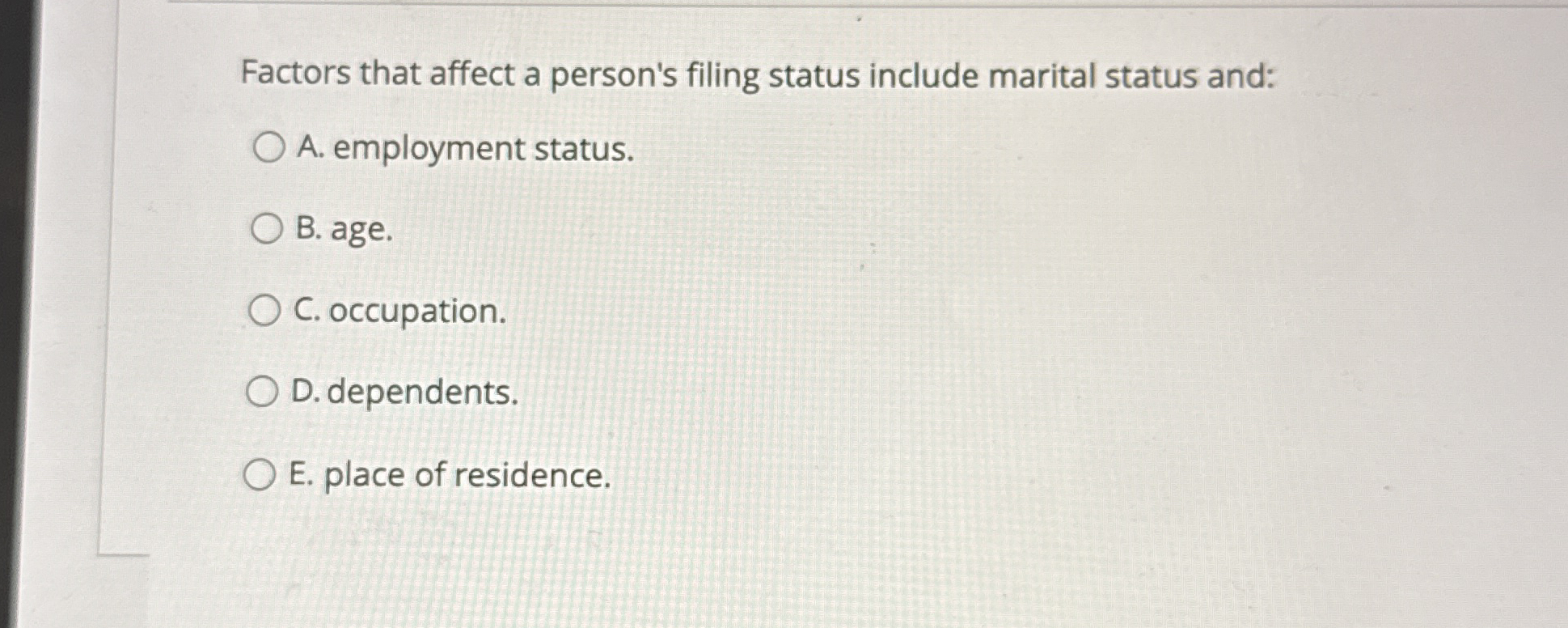 Factors that affect a person's filing status