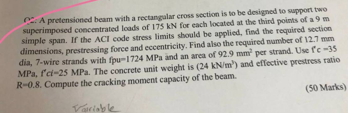 C 2 : A pretensioned beam with a rectangular